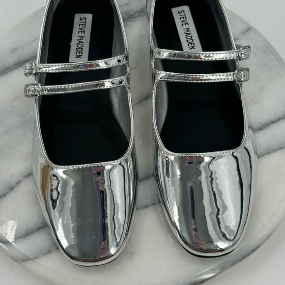 NWOB Steve Madden Silver Alisah Ballet Flats - Picture 5 of 8